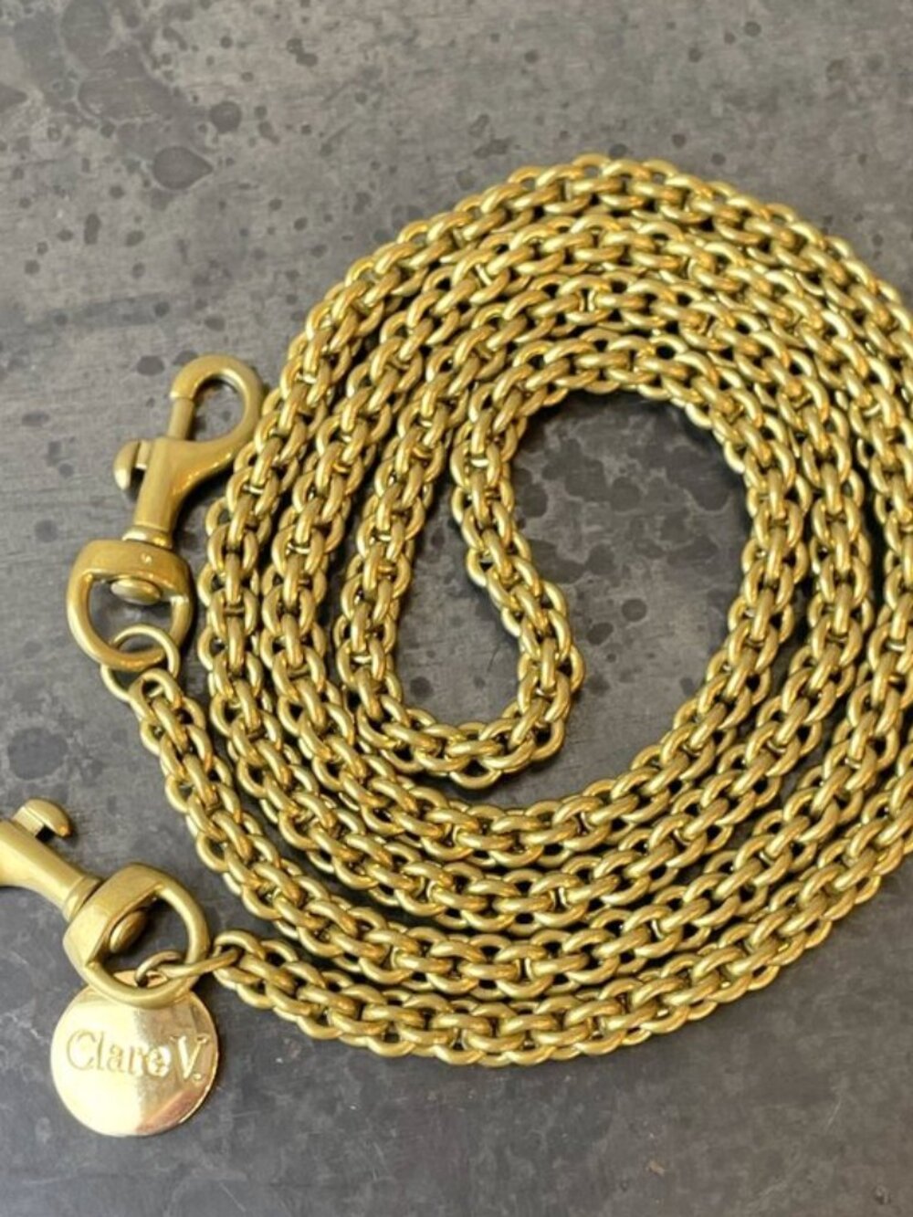 Clare V. Thick Chain Crossbody Strap in Brass